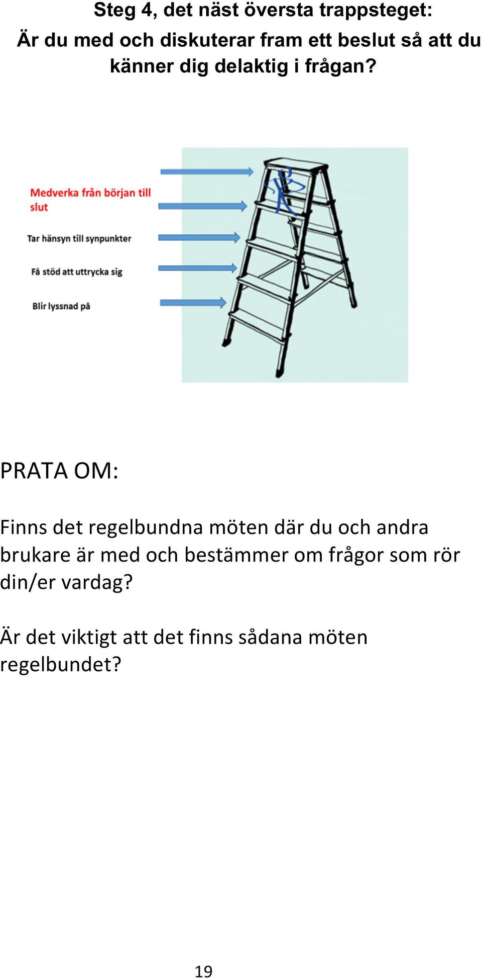 PRATA OM: Finns det regelbundna möten där du och andra brukare är med och