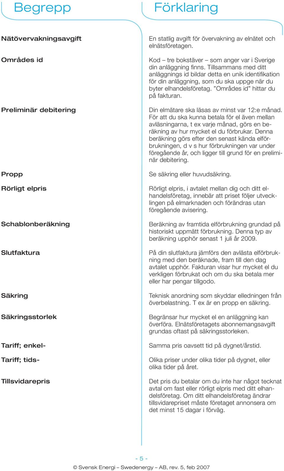 Tillsammans med ditt anläggnings id bildar detta en unik identifikation för din anläggning, som du ska uppge när du byter elhandelsföretag. Områdes id hittar du på fakturan.