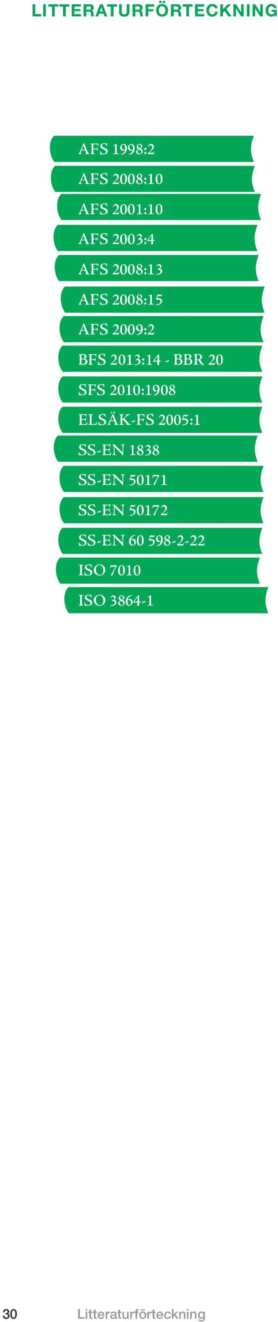 SFS 200:908 ELSÄK-FS 2005: SS-EN 838 SS-EN 507 SS-EN 5072
