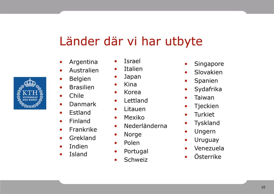 Lettland Litauen Mexiko Nederländerna Norge Polen Portugal Schweiz Singapore