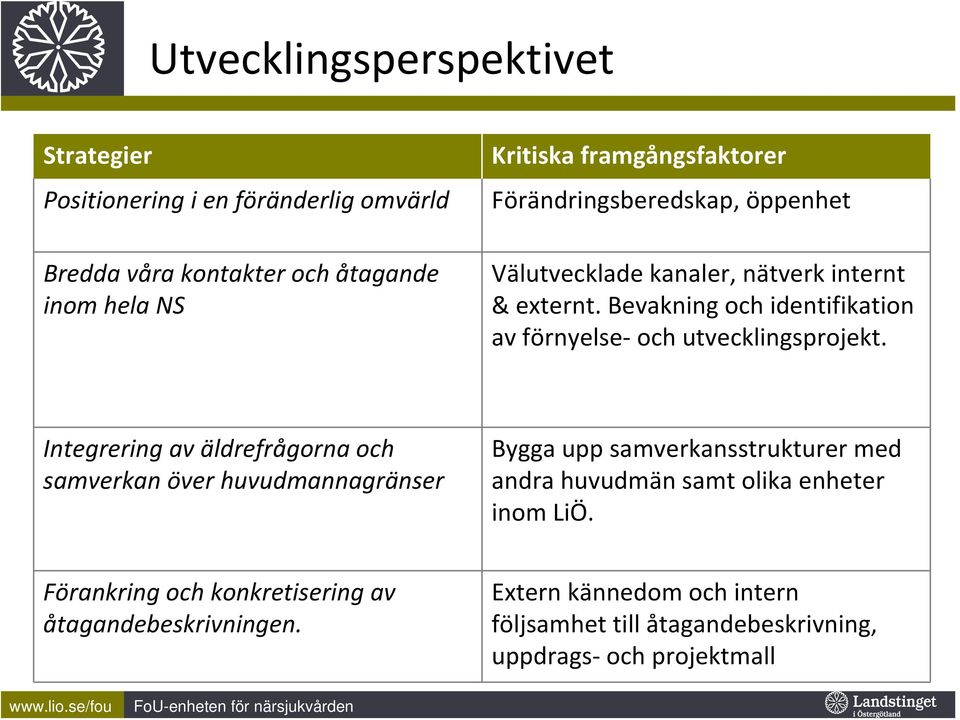Bevakning och identifikation av förnyelse och utvecklingsprojekt.