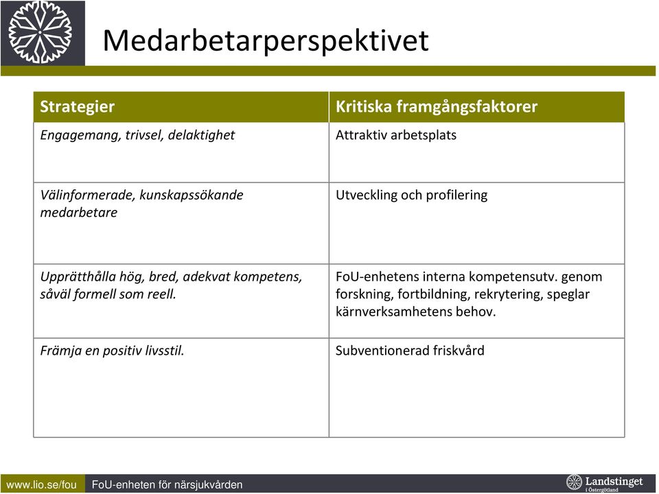 bred, adekvat kompetens, såväl formell som reell. Främja en positiv livsstil.