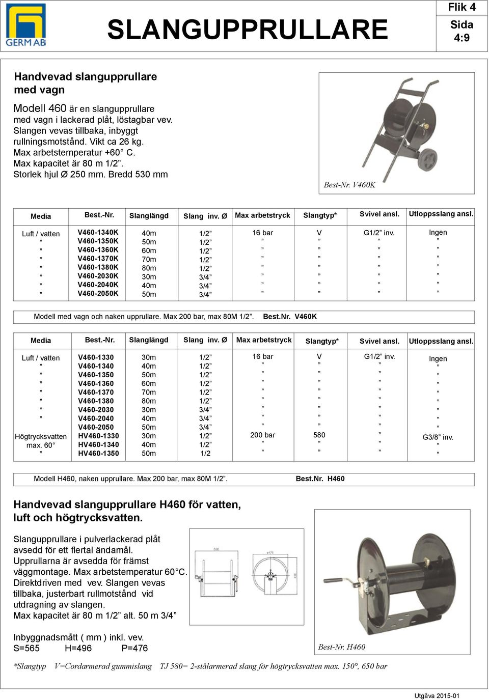 Luft / vatten 460-1340K 460-1350K 460-1360K 460-1370K 460-1380K 460-2030K 460-2040K 460-2050K 40m 50m 60m 70m 80m 40m 50m 1/2 1/2 1/2 1/2 1/2 3/4 3/4 3/4 G1/2 inv.