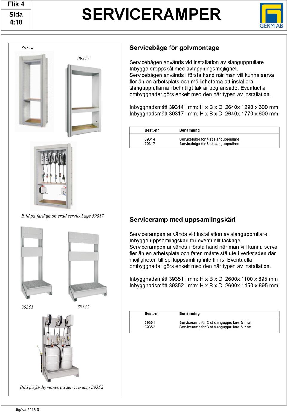 Eventuella ombyggnader görs enkelt med den här typen av installation. Inbyggnadsmått 39314 i mm: H x x D 2640x 1290 x 600 mm Inbyggnadsmått 39317 i mm: H x x D 2640x 1770 x 600 mm est.-nr.