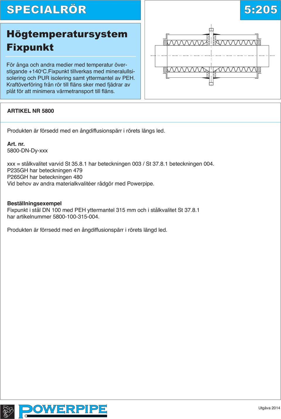 5800-DN-Dy-xxx xxx = stålkvalitet varvid St 35.8.1 har beteckningen 003 / St 37.8.1 beteckningen 004.