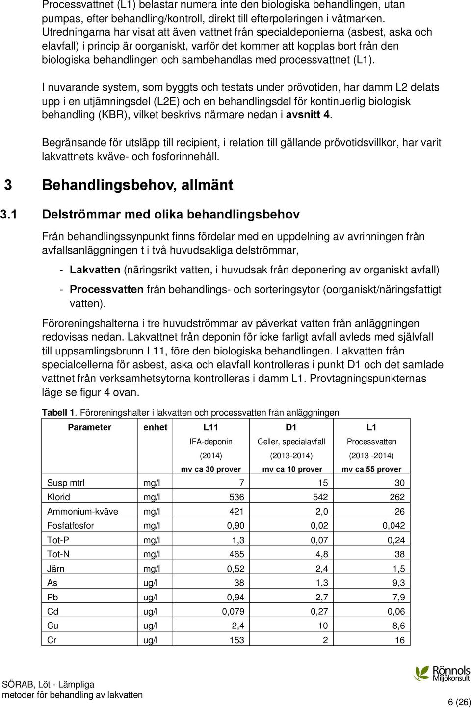 sambehandlas med processvattnet (L1).