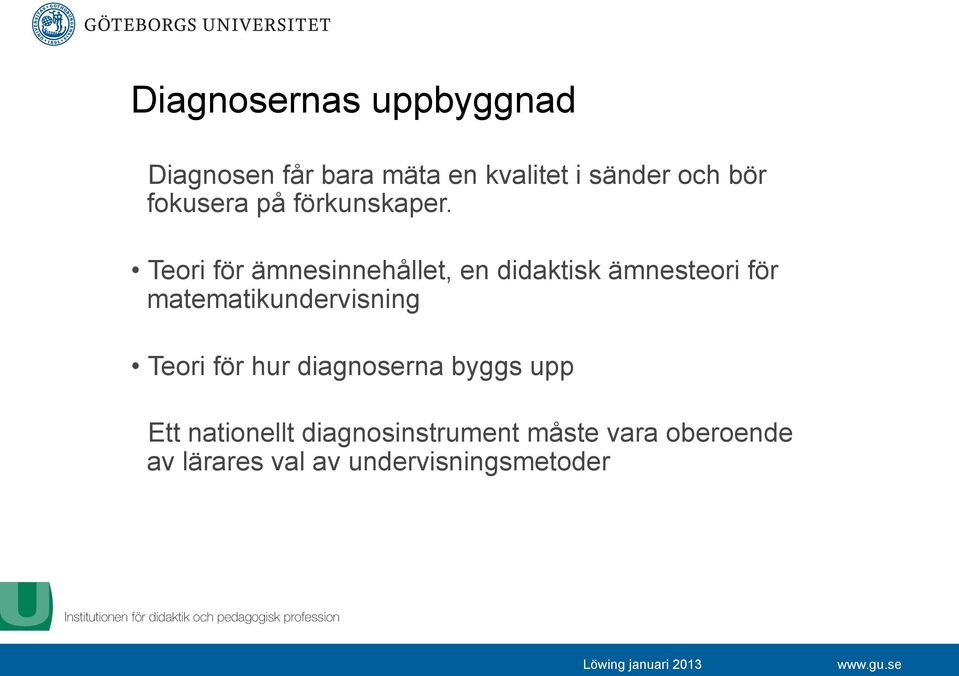 Teori för ämnesinnehållet, en didaktisk ämnesteori för matematikundervisning