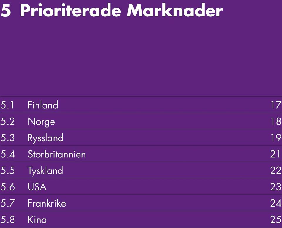 3 Ryssland 19 5.4 Storbritannien 21 5.