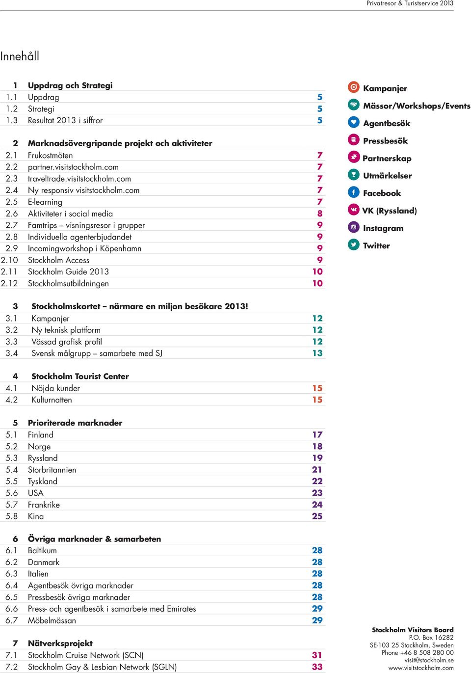 9 Incomingworkshop i Köpenhamn 9 2.10 Stockholm Access 9 2.11 Stockholm Guide 2013 10 2.