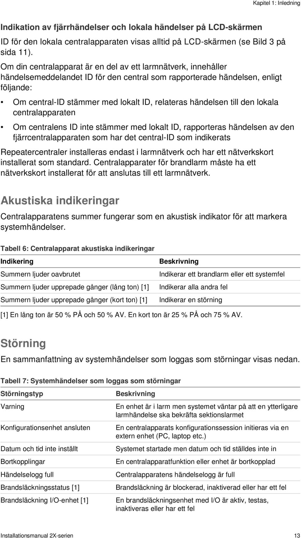 händelsen till den lokala centralapparaten Om centralens ID inte stämmer med lokalt ID, rapporteras händelsen av den fjärrcentralapparaten som har det central-id som indikerats Repeatercentraler