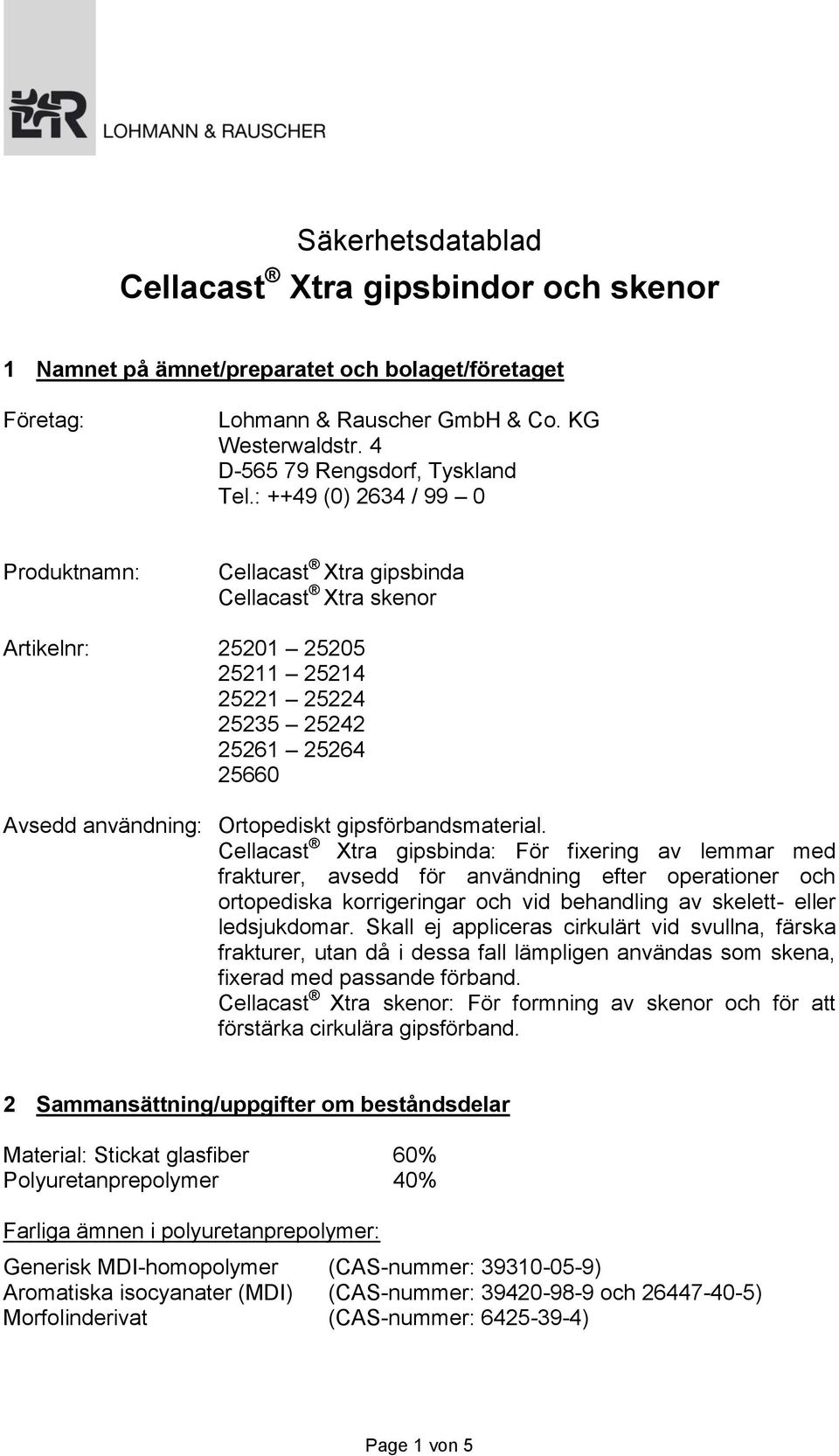 gipsförbandsmaterial.