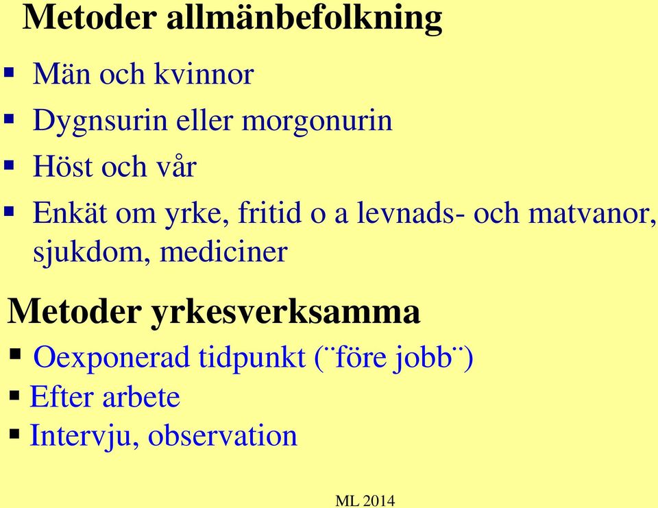och matvanor, sjukdom, mediciner Metoder yrkesverksamma