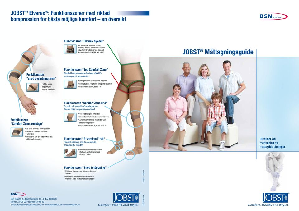 JOBST Måttagningsguide Funktionszon sned avslutning arm Förhöjd utsida (slipform) för optimal passform Funktionszon Top Comfort Zone Flexibel kompression med dubbel effekt för lårstrumpa och