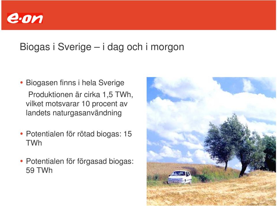 10 procent av landets naturgasanvändning Potentialen för