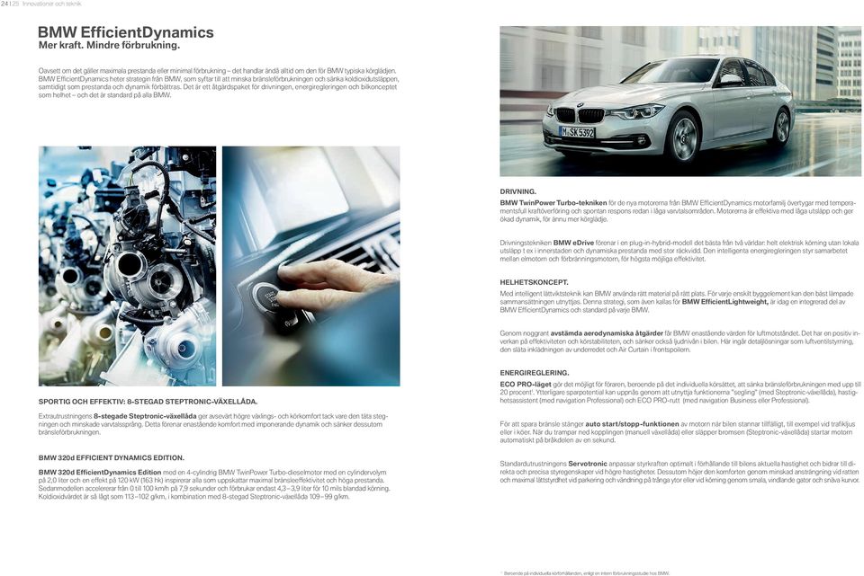 BMW EfficientDynamics heter strategin från BMW, som syftar till att minska bränsleförbrukningen och sänka koldioxidutsläppen, samtidigt som prestanda och dynamik förbättras.