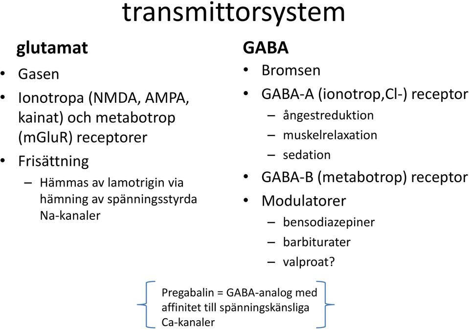 (ionotrop,cl-) receptor ångestreduktion muskelrelaxation sedation GABA-B (metabotrop) receptor