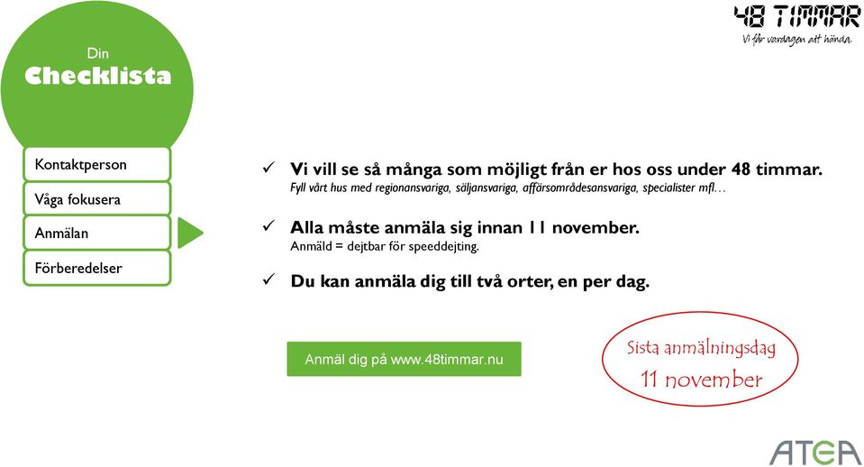 Fyll vårt hus med regionansvariga, säljansvariga, affärsområdesansvariga, specialister mfl Alla måste