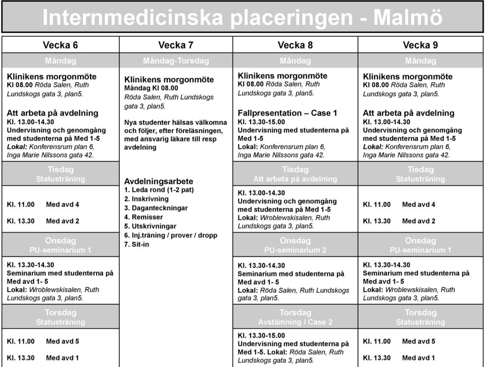 Måndag- Måndag Måndag