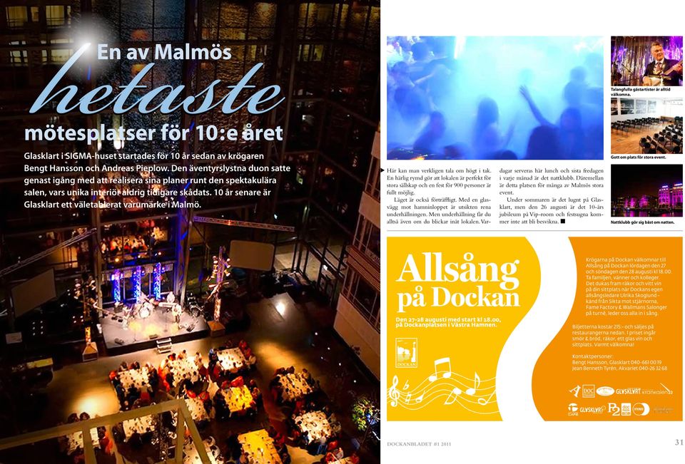 10 år senare är Glasklart ett väletablerat varumärke i Malmö. Här kan man verkligen tala om högt i tak.