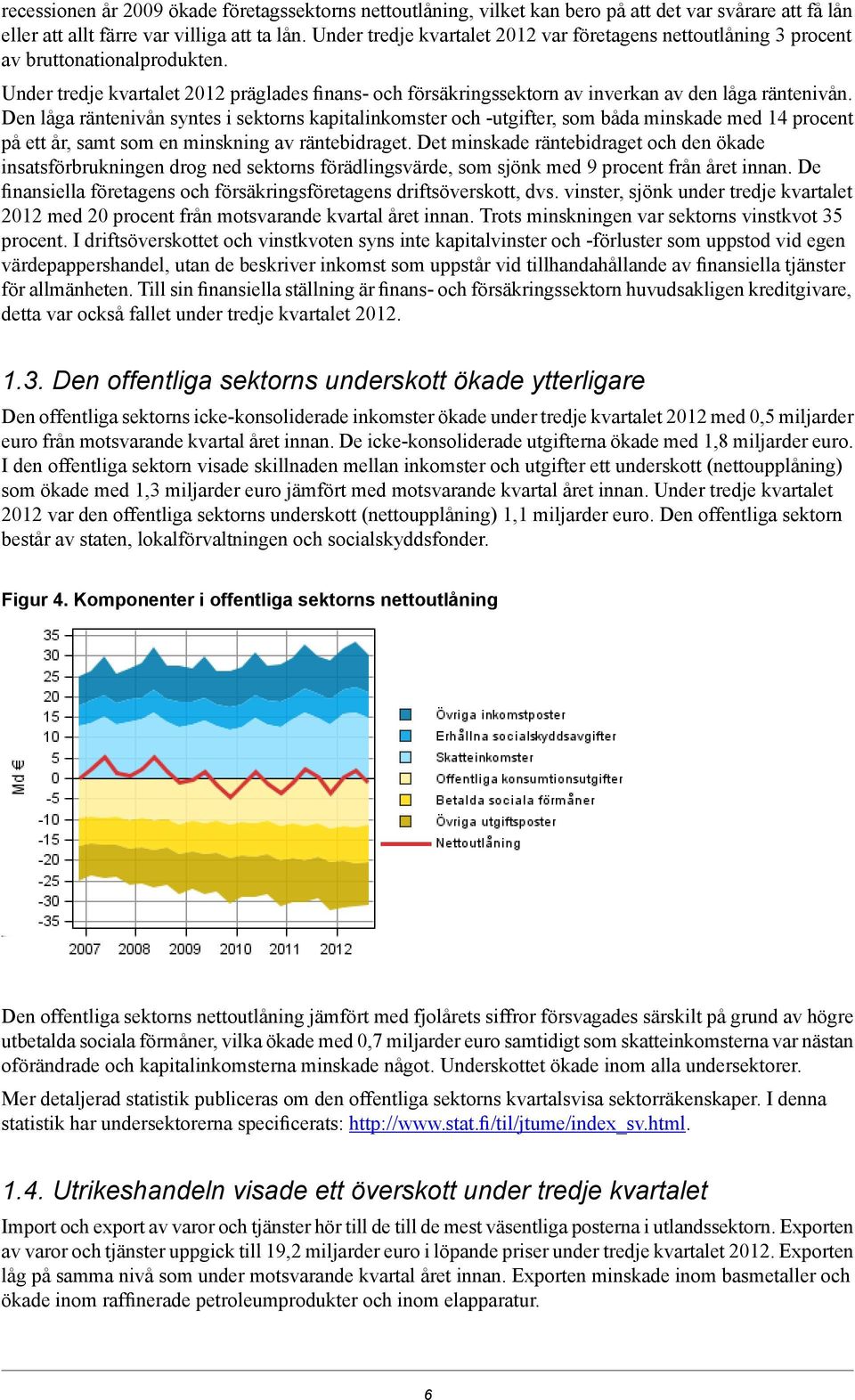 Den låga räntenivån syntes i sektorns kapitalinkomster och -utgifter, som båda minskade med 14 procent på ett år, samt som en minskning av räntebidraget.