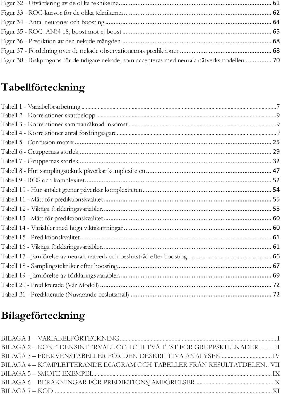 .. 68 Figur 38 - Riskprognos för de tidigare nekade, som accepteras med neurala nätverksmodellen... 70 Tabellförteckning Tabell 1 - Variabelbearbetning... 7 Tabell 2 - Korrelationer skattbelopp.