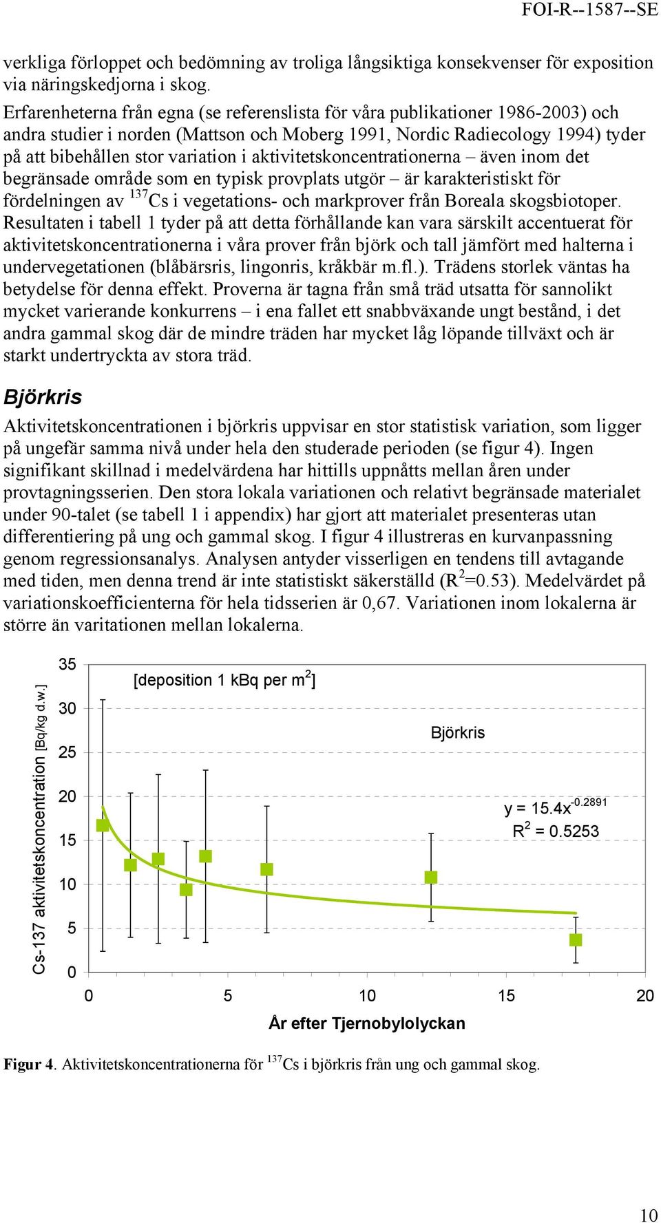 aktivitetskoncentrationerna även inom det begränsade område som en typisk provplats utgör är karakteristiskt för fördelningen av 137 Cs i vegetations- och markprover från Boreala skogsbiotoper.
