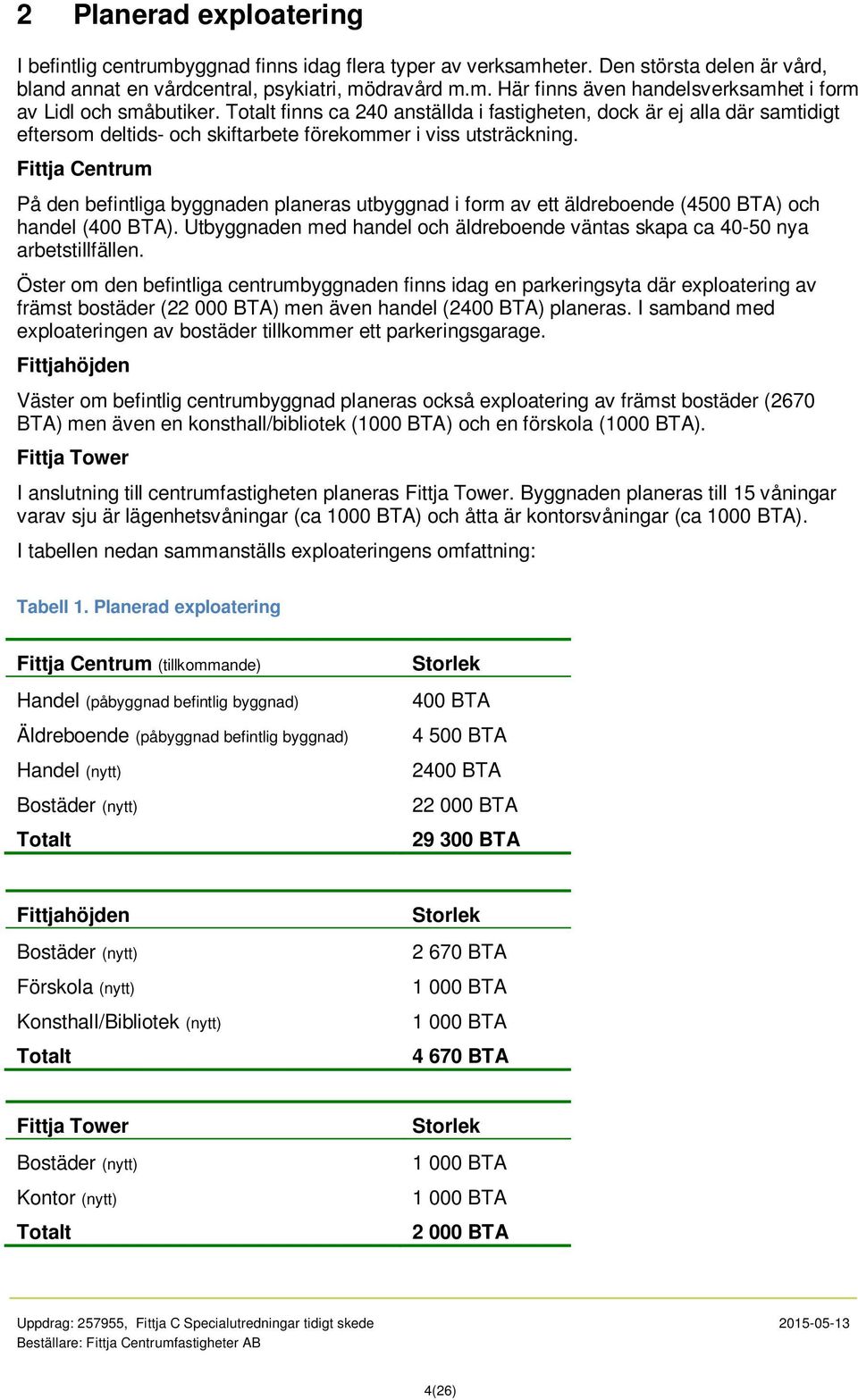 Fittja Centrum På den befintliga byggnaden planeras utbyggnad i form av ett äldreboende (4500 BTA) och handel (400 BTA).