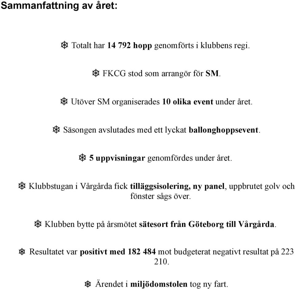 5 uppvisningar genomfördes under året.