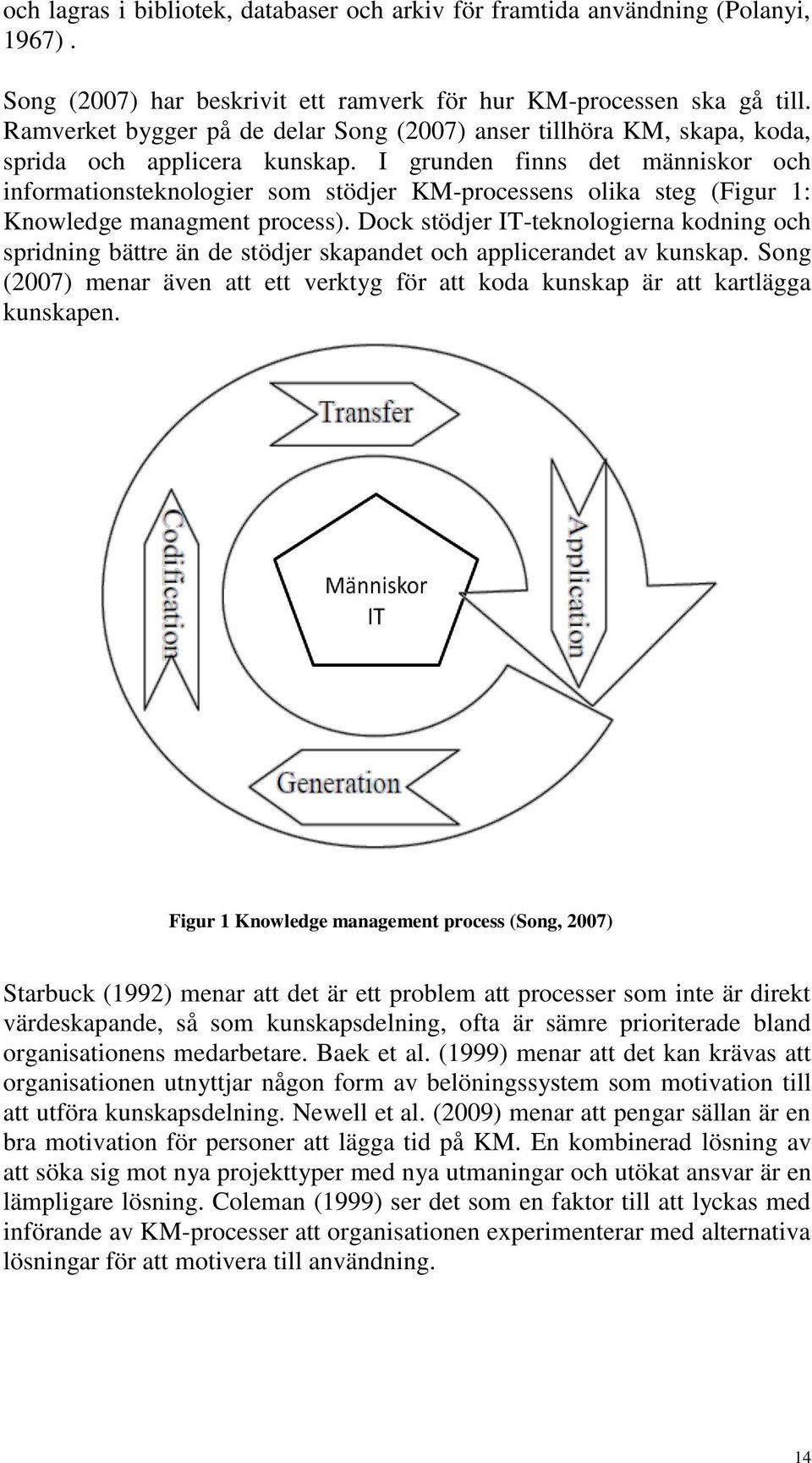 I grunden finns det människor och informationsteknologier som stödjer KM-processens olika steg (Figur 1: Knowledge managment process).