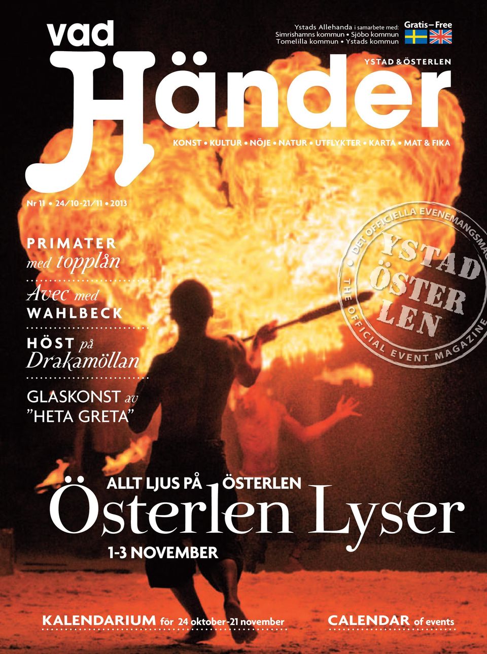 24/10-21/11 2013 PRIMATER med topplån Avec med WAHLBECK HÖST på Drakamöllan GLASKONST av HETA GRETA