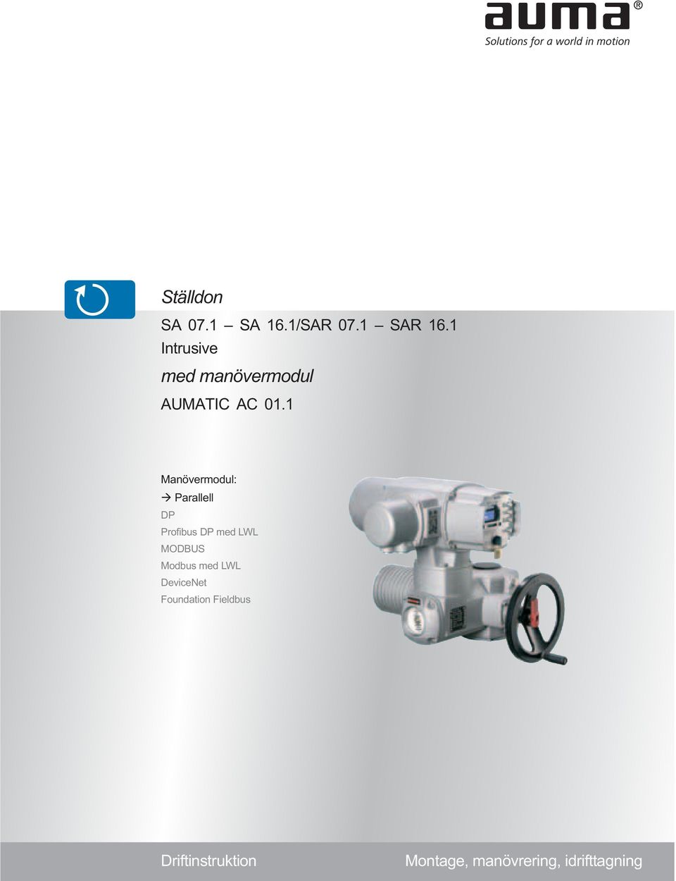 1 Manövermodul: Parallell DP Profibus DP med LWL MODBUS