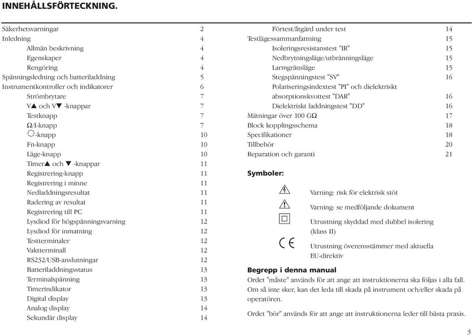 Testknapp 7 Ω/I-knapp 7 B-knapp 10 Fn-knapp 10 Läge-knapp 10 Timer och -knappar 11 Registrering-knapp 11 Registrering i minne 11 Nedladdningsresultat 11 Radering av resultat 11 Registrering till PC
