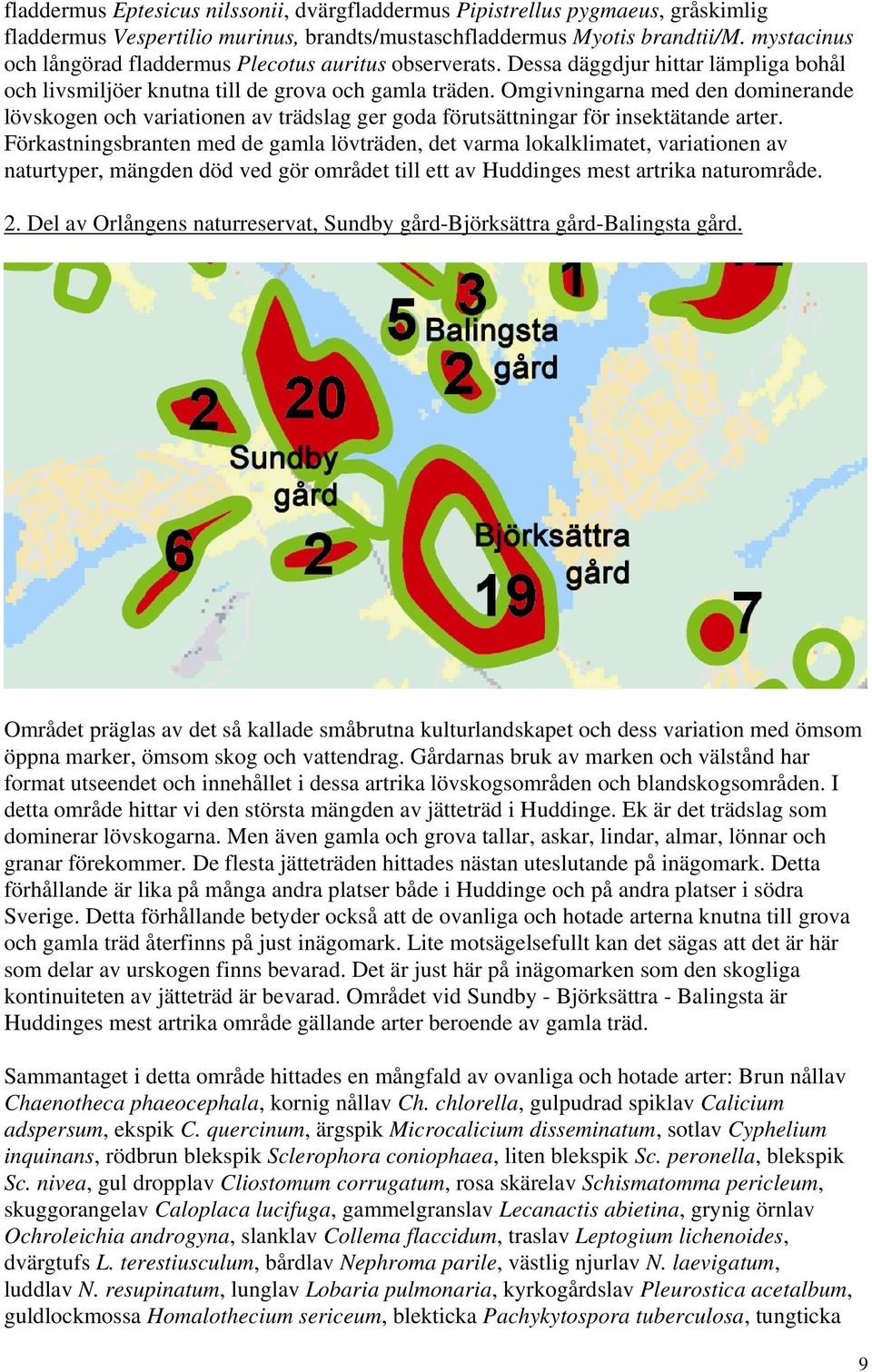 Omgivningarna med den dominerande lövskogen och variationen av trädslag ger goda förutsättningar för insektätande arter.