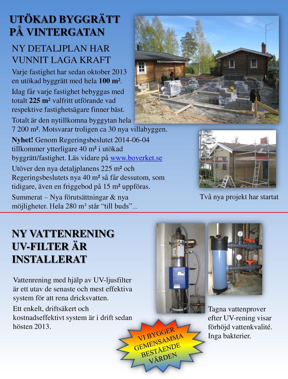 Motsvarar troligen ca 30 nya villabyggen. Nyhet! Genom Regeringsbeslutet 2014-06-04 tillkommer ytterligare 40 m² i utökad byggrätt/fastighet. Läs vidare på www.boverket.