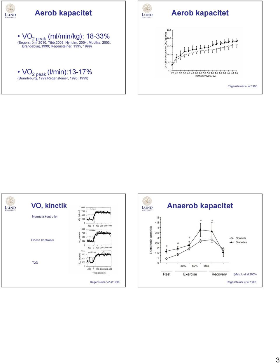 (Brandeburg, 1999;Regensteiner, 1995, 1999) Regensteiner et al 1995 VO 2 kinetik Anaerob kapacitet