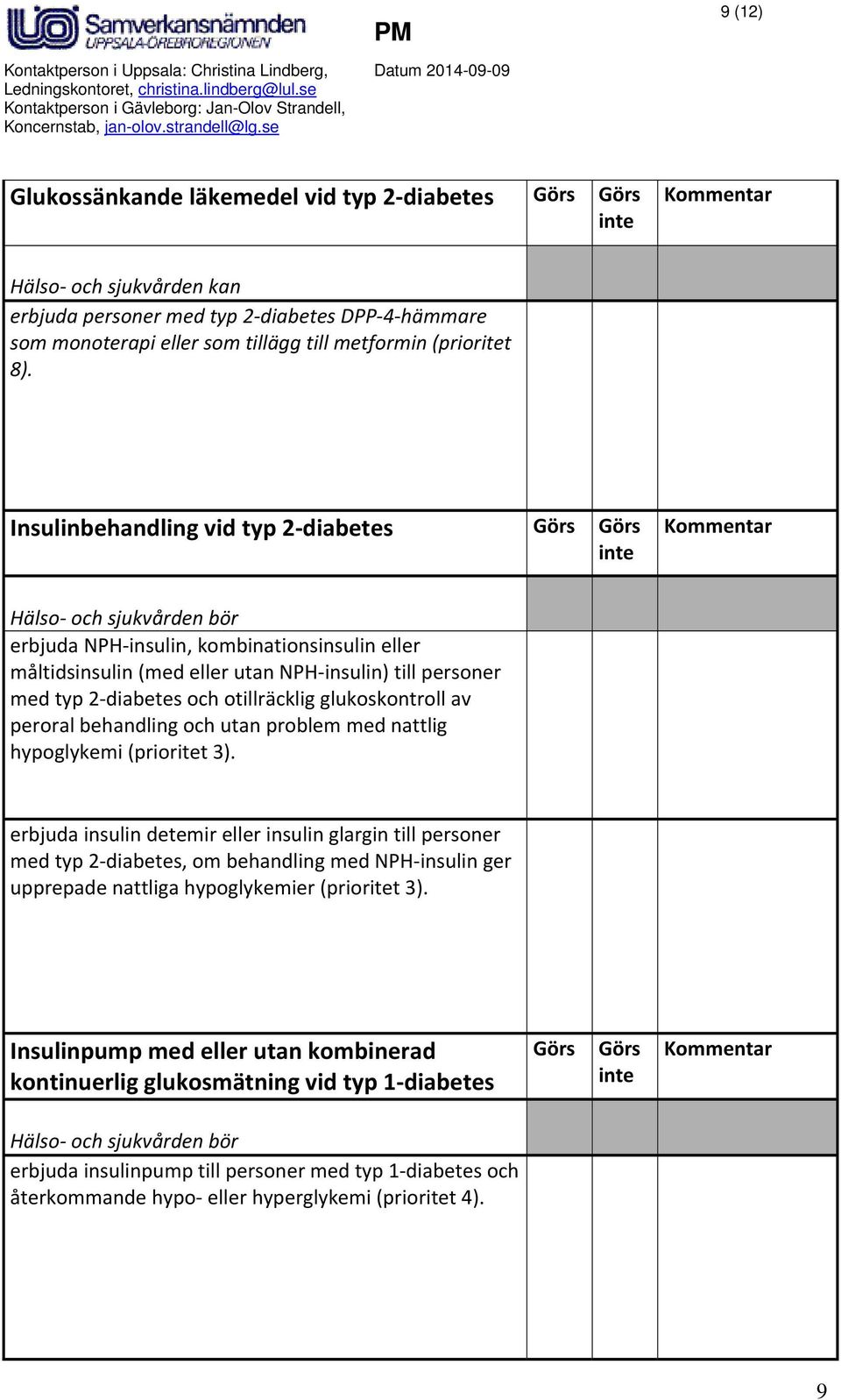 peroral behandling och utan problem med nattlig hypoglykemi (prioritet 3).