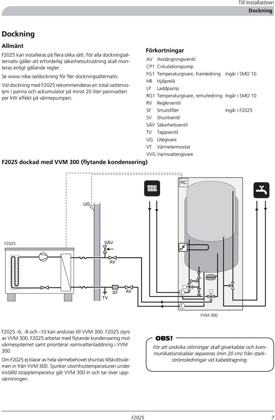 Förkortningar AV Avstängningsventil CP1 Cirkulationspump FG1 Temperaturgivare, framledning HR Hjälprelä LP Laddpump RG1 Temperaturgivare, rerturledning RV Reglerventil SF Smutsfilter SV Shuntventil