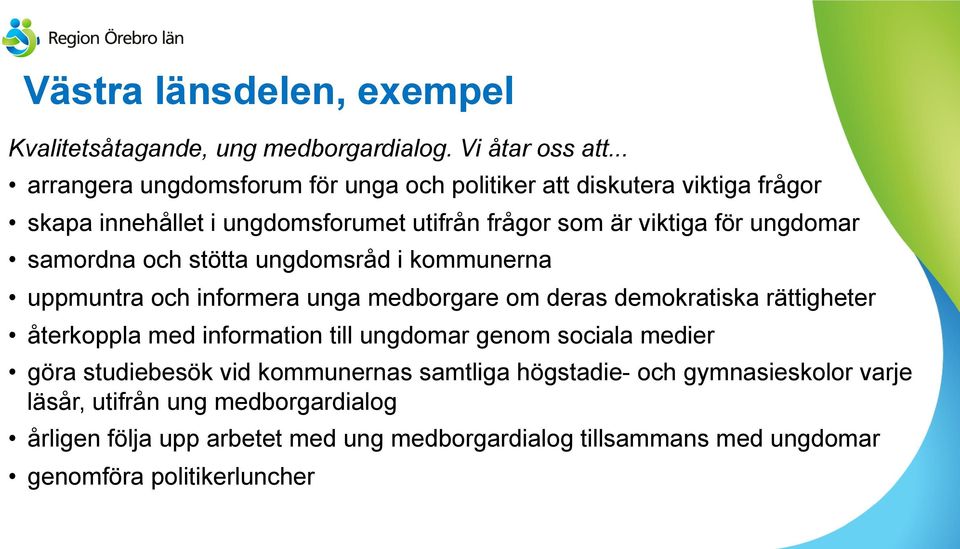 samordna och stötta ungdomsråd i kommunerna uppmuntra och informera unga medborgare om deras demokratiska rättigheter återkoppla med information till