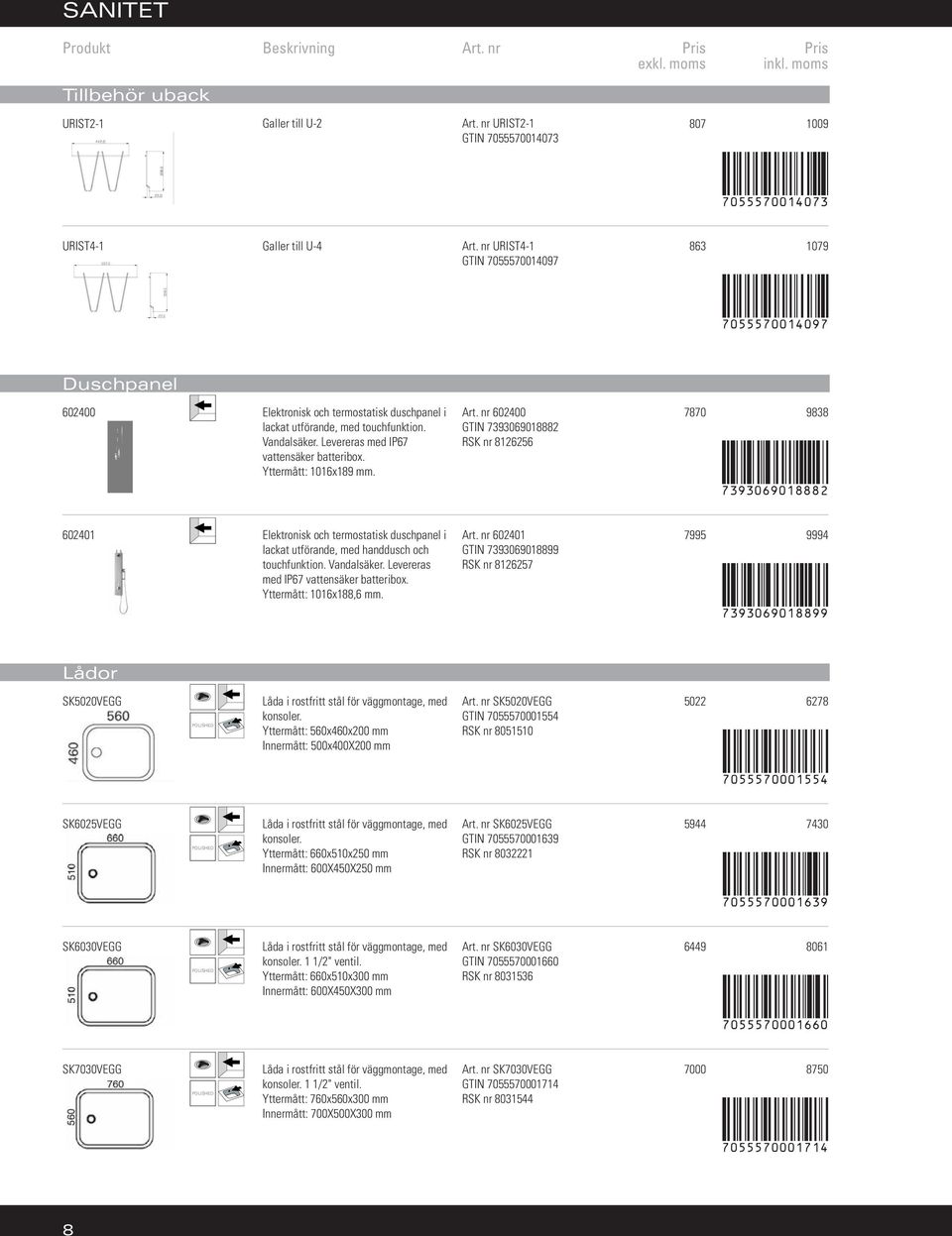Levereras med IP67 vattensäker batteribox. Yttermått: 1016x189 mm. Art.