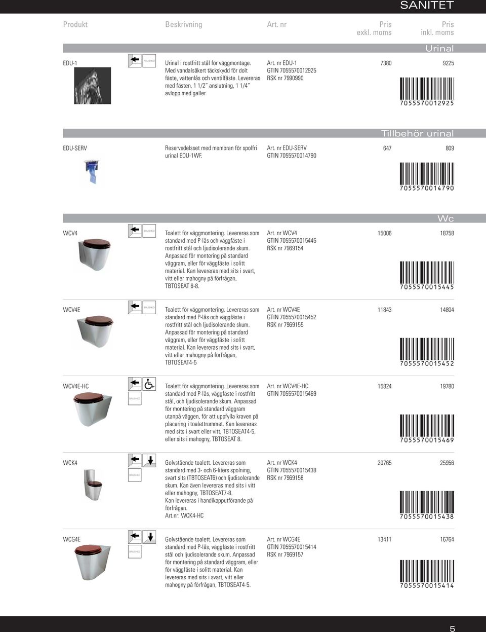nr EDU-1 GTIN 7055570012925 RSK nr 7990990 7380 9225 7055570012925 Tillbehör urinal EDU-SERV Reservedelsset med membran för spolfri urinal EDU-1WF. Art.