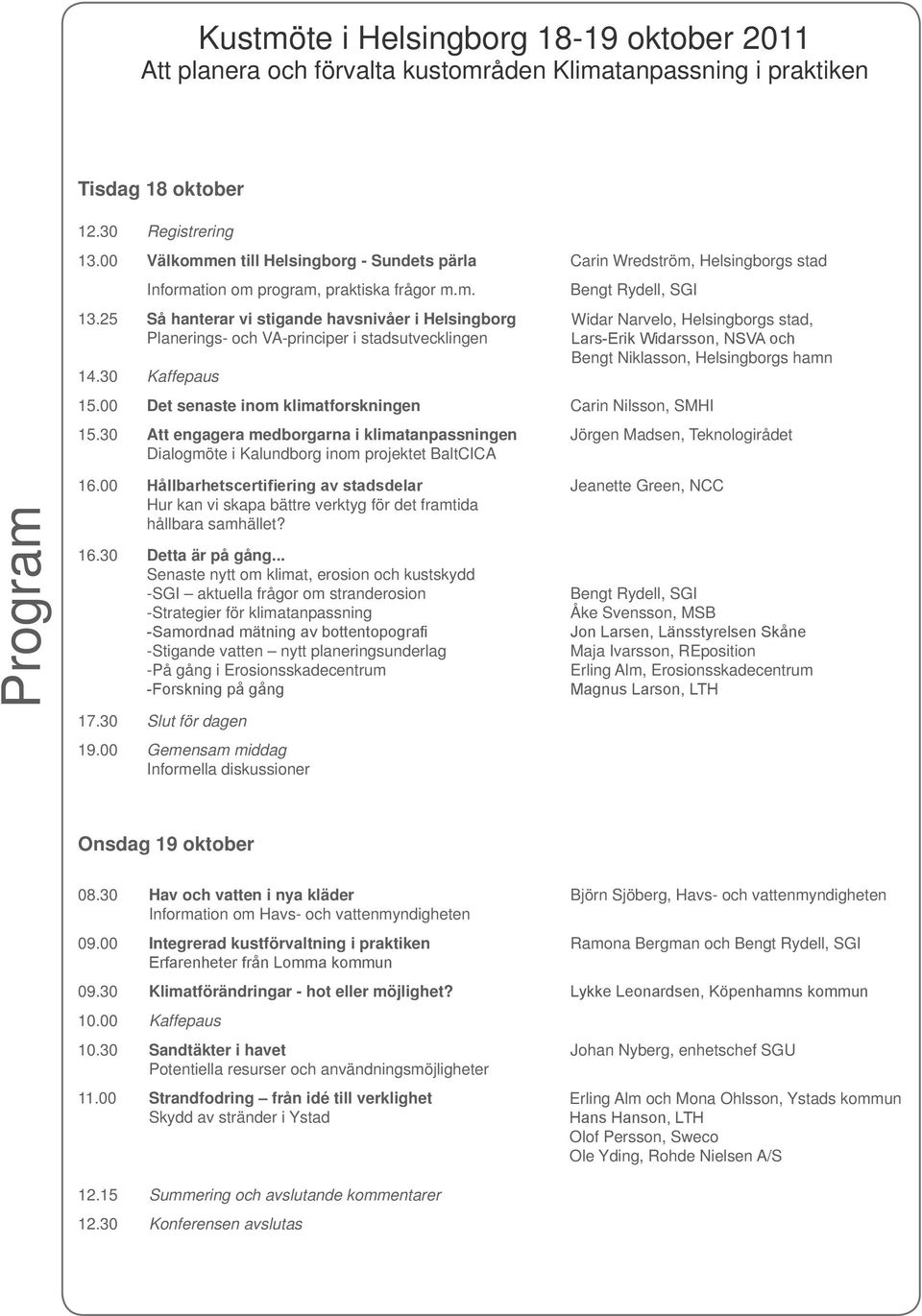 25 Så hanterar vi stigande havsnivåer i Helsingborg Planerings- och VA-principer i stadsutvecklingen 14.