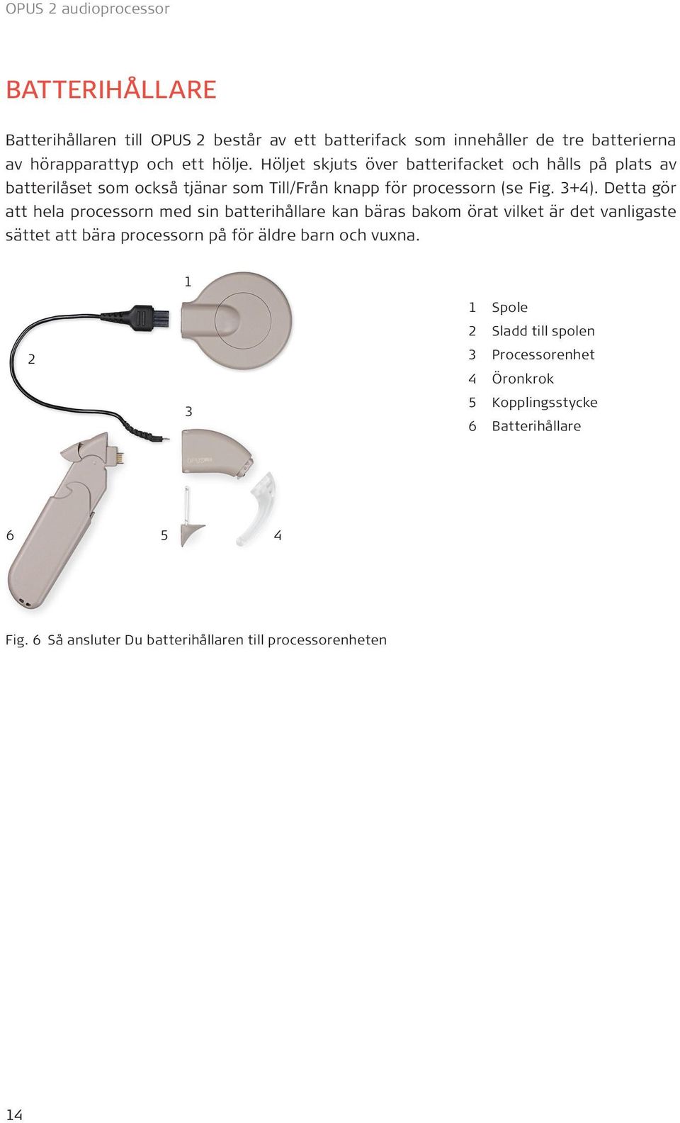 Detta gör att hela processorn med sin batterihållare kan bäras bakom örat vilket är det vanligaste sättet att bära processorn på för äldre barn och