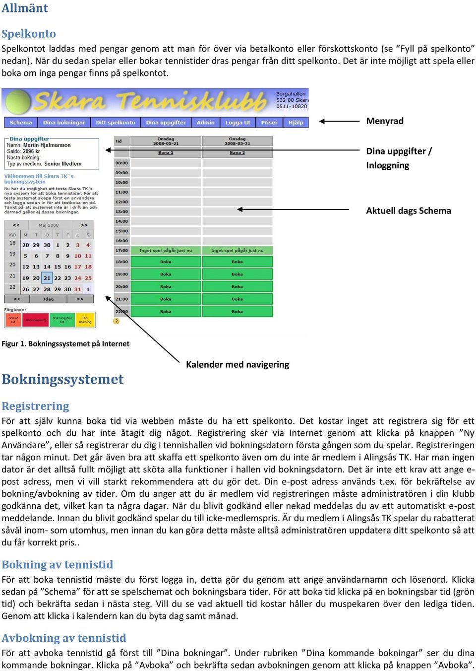 Menyrad Dina uppgifter / Inloggning Aktuell dags Schema Figur 1.