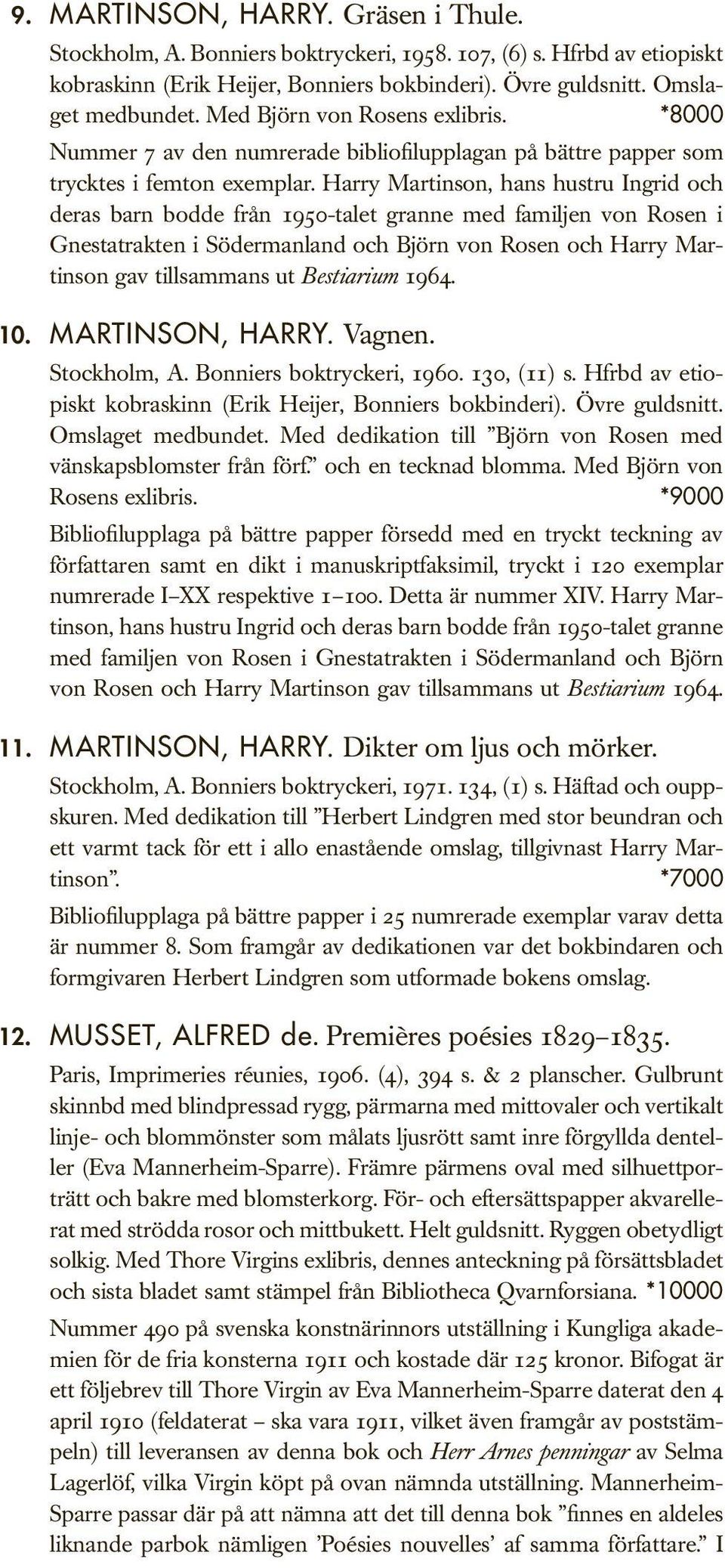 Harry Martinson, hans hustru Ingrid och deras barn bodde från 1950-talet granne med familjen von Rosen i Gnestatrakten i Södermanland och Björn von Rosen och Harry Martinson gav tillsammans ut