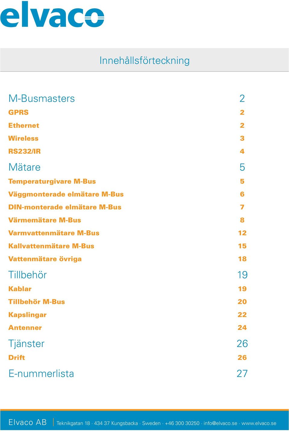 Värmemätare M-Bus 8 Varmvattenmätare M-Bus 12 Kallvattenmätare M-Bus 15 Vattenmätare övriga