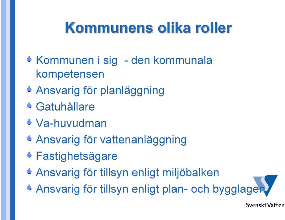 Ansvarig för vattenanläggning Fastighetsägare Ansvarig för