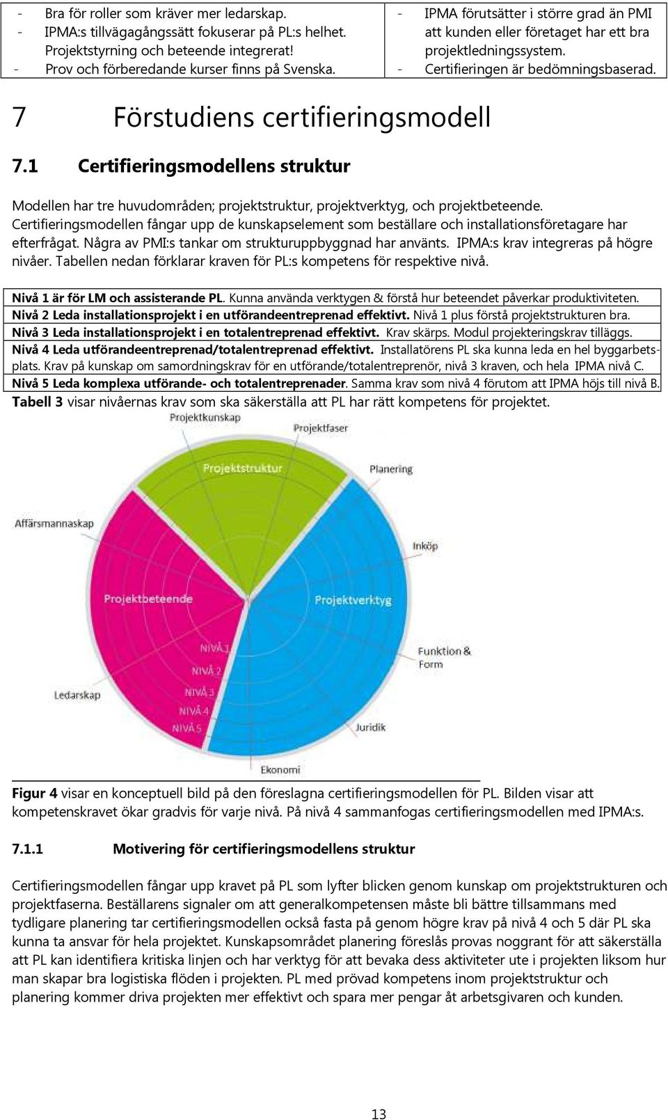 1 Certifieringsmodellens struktur Modellen har tre huvudområden; projektstruktur, projektverktyg, och projektbeteende.