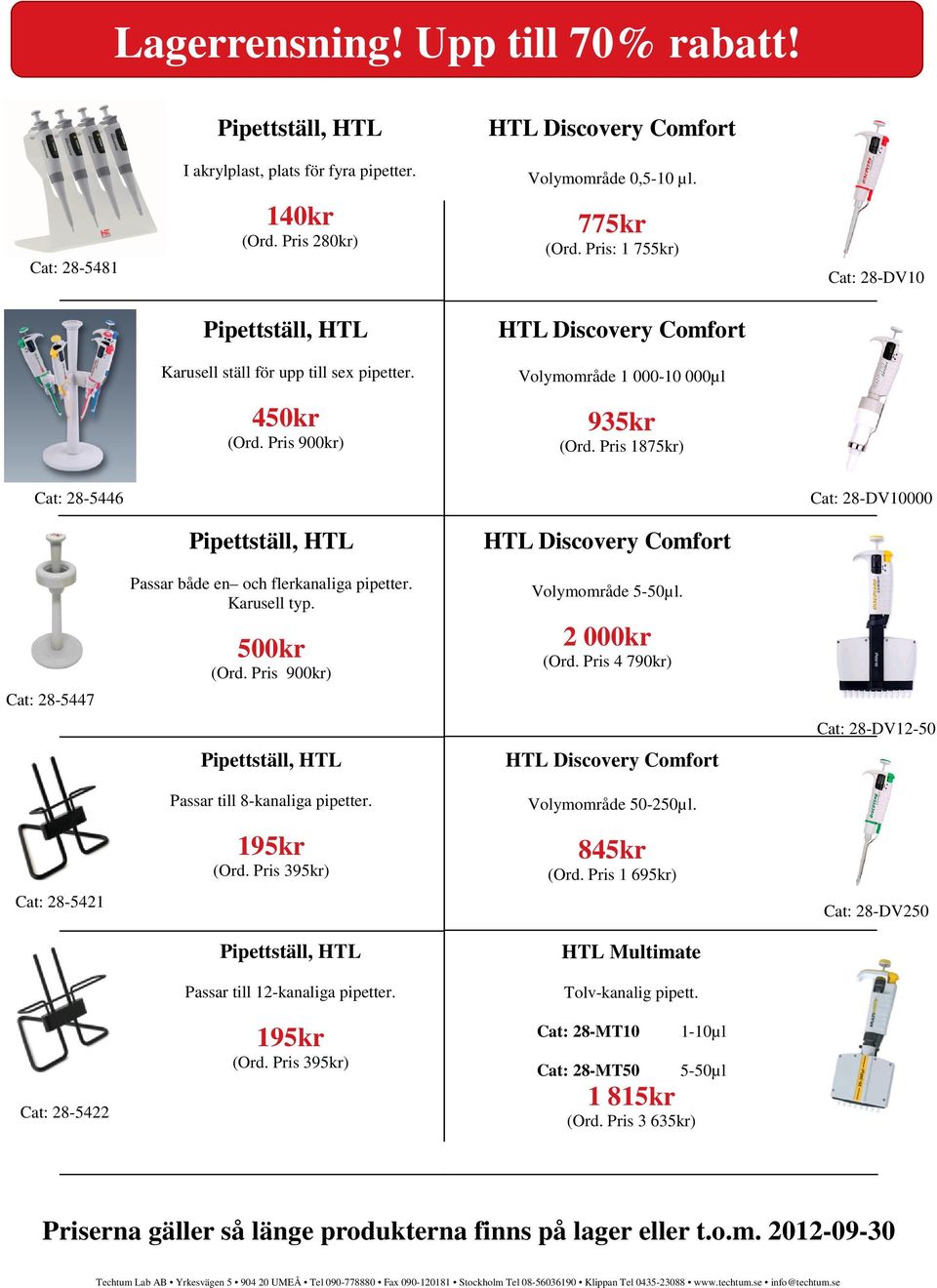 Pris 900kr) Volymområde 5-50µl. 2 000kr (Ord. Pris 4 790kr) Cat: 28-DV12-50 Passar till 8-kanaliga pipetter. Volymområde 50-250µl. 195kr (Ord. Pris 395kr) 845kr (Ord.