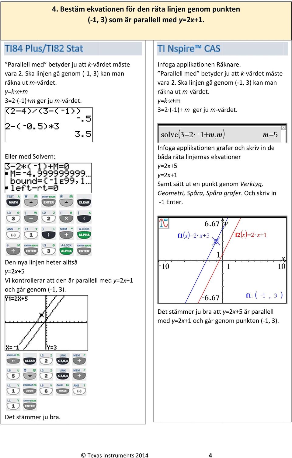 y=k x+m 3=2 ( 1)+ m ger ju m värdet.