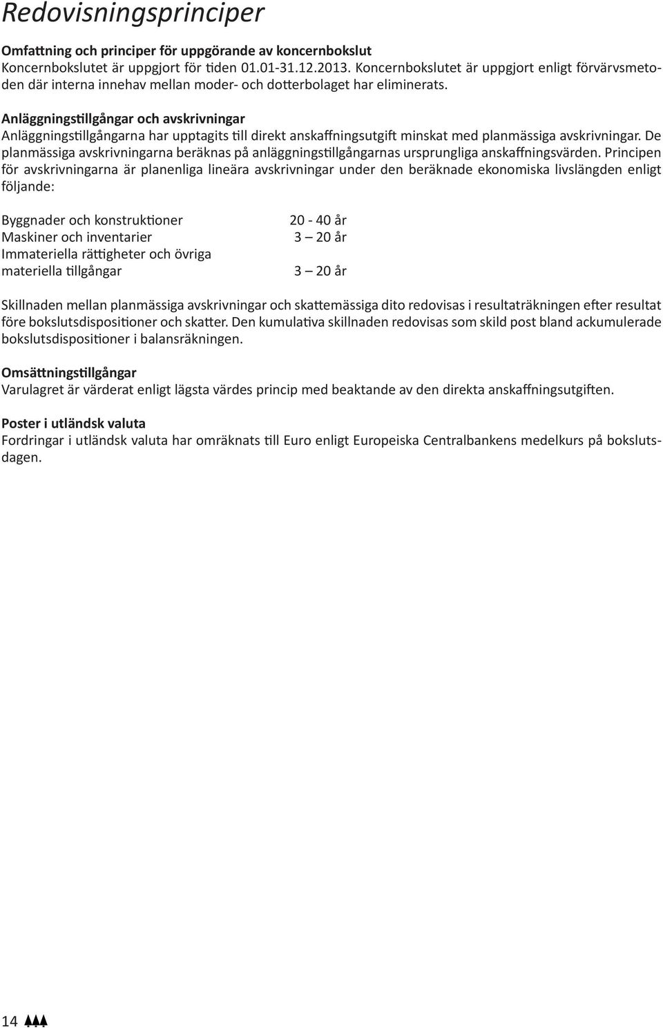 Anläggningstillgångar och avskrivningar Anläggningstillgångarna har upptagits till direkt anskaffningsutgift minskat med planmässiga avskrivningar.